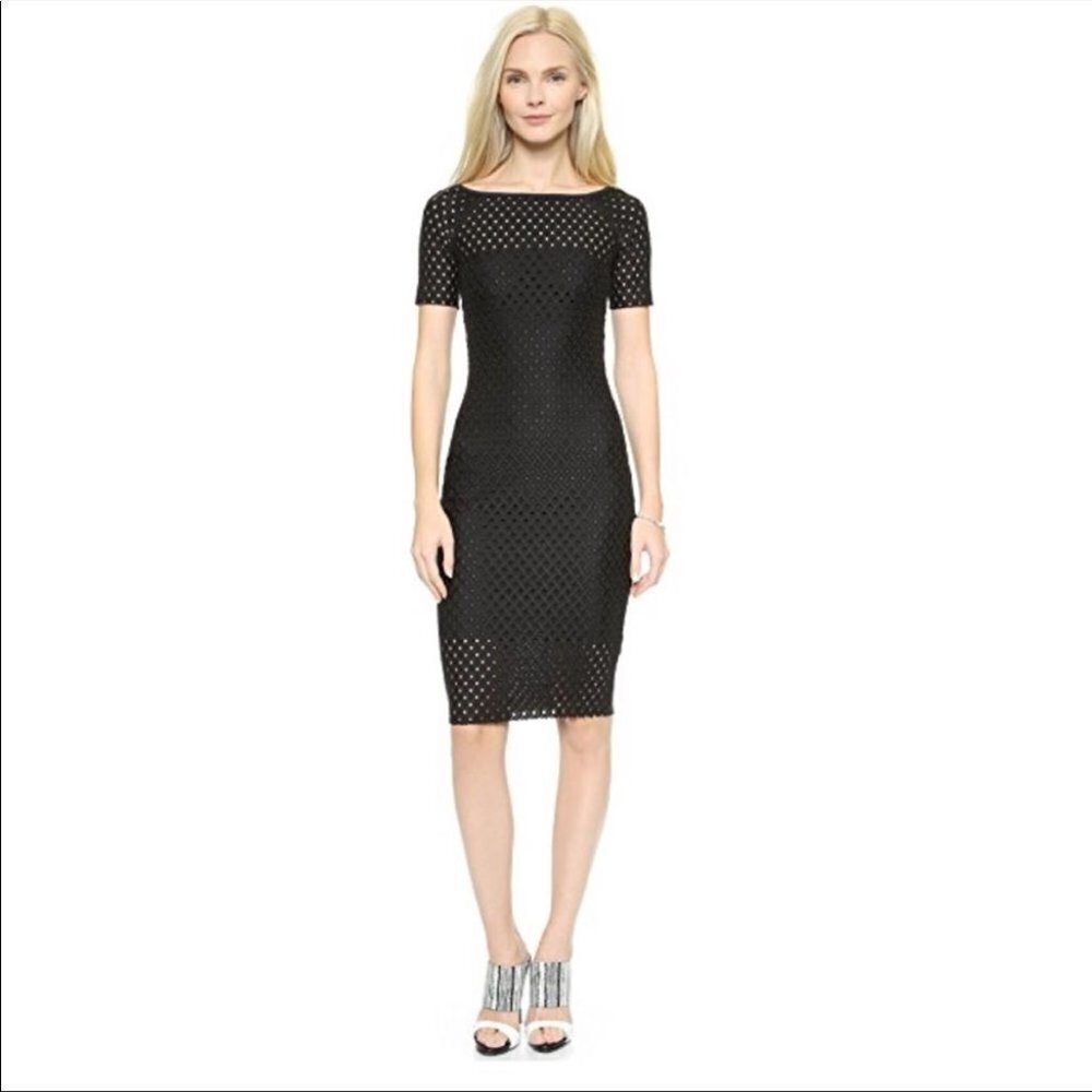 * Bec & Bridge Black Into the Mystic Eyelet Lattice Bandage Dress Size 4